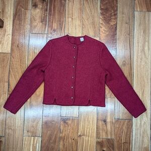 Women's Red Button-Up Sweater